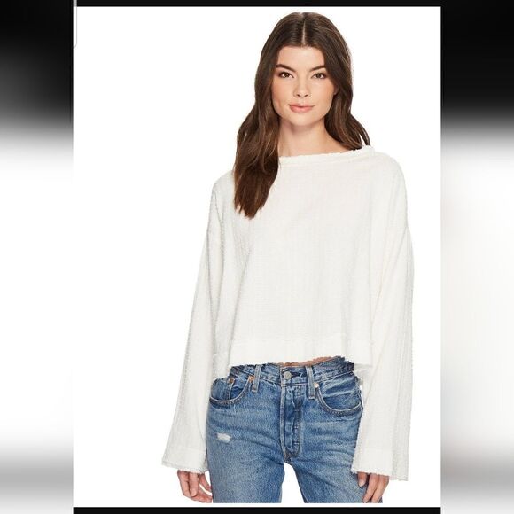 NWT Free People Long Sleeve Crop Top Bow Back - Picture 1 of 16